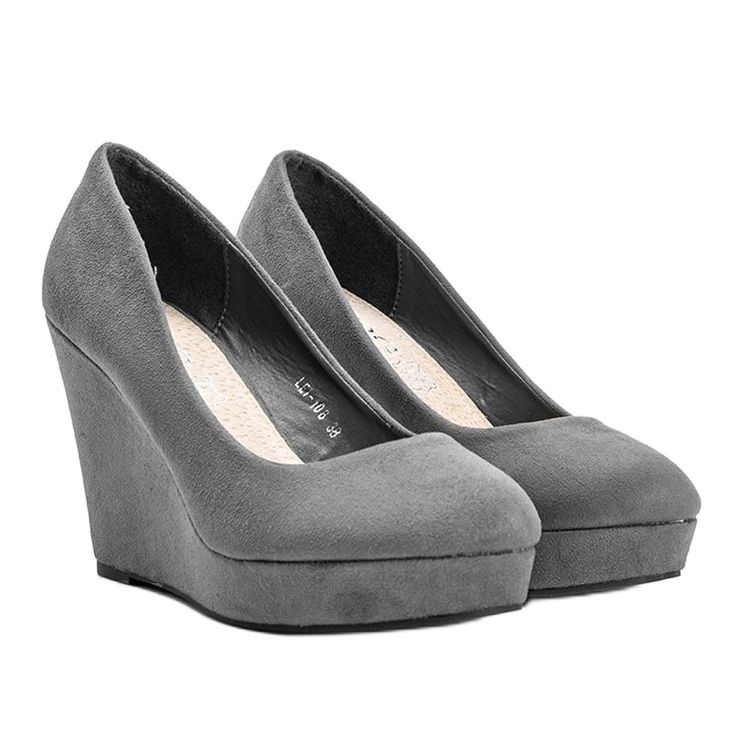 BM Pompă gri din piele ecologică pe pană Karilla 1