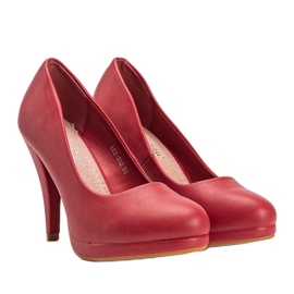 Pompele roșii din piele ecologică pe platforma Liana roșu 1