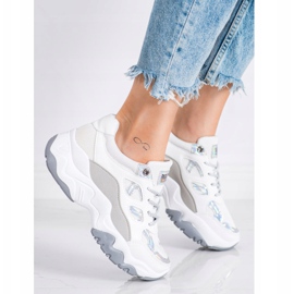 SHELOVET Adidași cu șireturi de modă alb gri 1