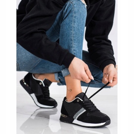 SHELOVET Adidași negri cu platformă sclipici negru argint 1