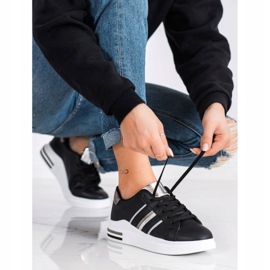 SHELOVET Pantofi sport negri casual negru argint 1