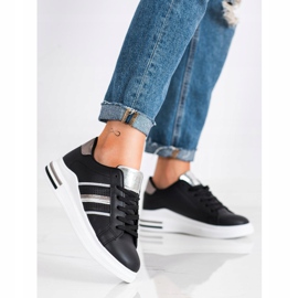 SHELOVET Pantofi sport negri casual negru argint 2