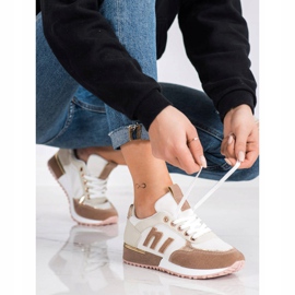 SHELOVET Încălțăminte sport cu plasă bej alb de aur 1