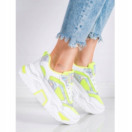 SHELOVET Adidași pe platformă cu plasă alb multicolor verde 1