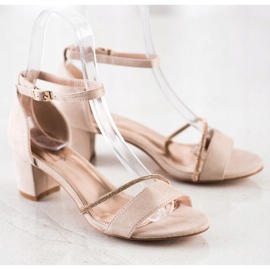 Goodin Sandale elegante cu zirconiu cubic bej de aur 1