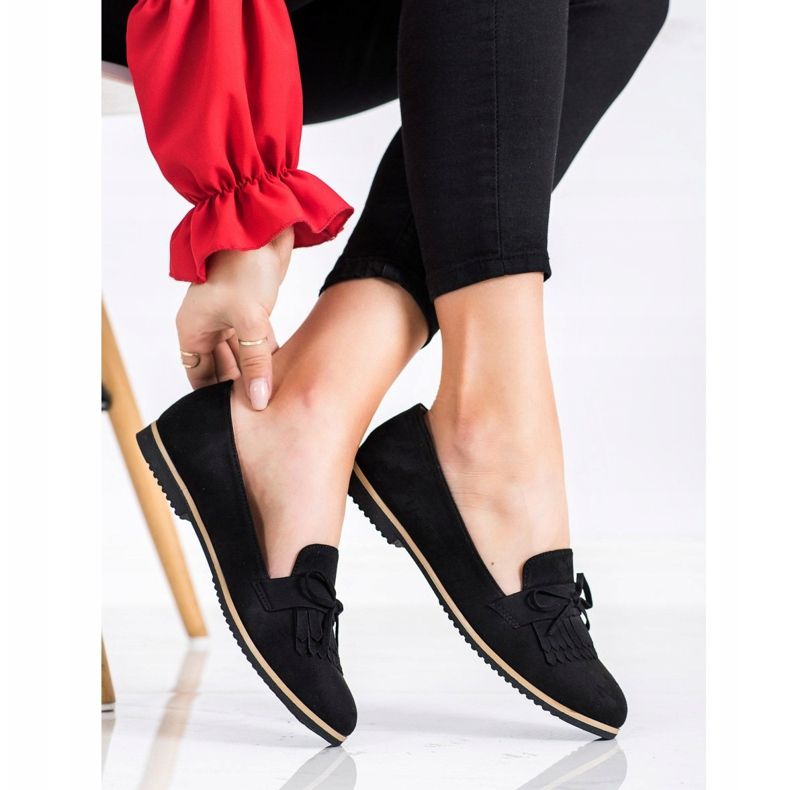 SHELOVET Domnii din piele de căprioară cu arc negru 2