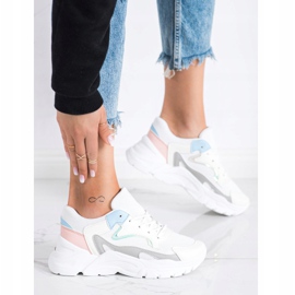 SHELOVET Adidași eleganți pe platformă alb albastru roz gri 2
