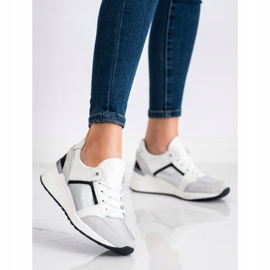 Goodin Adidași din piele albă și argintie negru gri 1