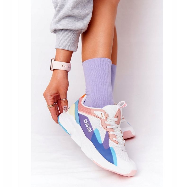 Încălțăminte sport pentru femei Foam de memorie Big Star HH274809 Alb-roz violet albastru 1 Încălțăminte sport pentru femei Foam de memorie Big Star HH274809 Alb-roz violet albastru 1