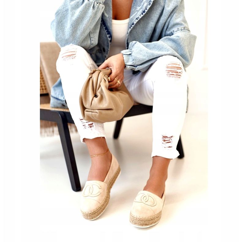 PS1 Espadrile pentru femei pe platformă de paie Bej Febi 1