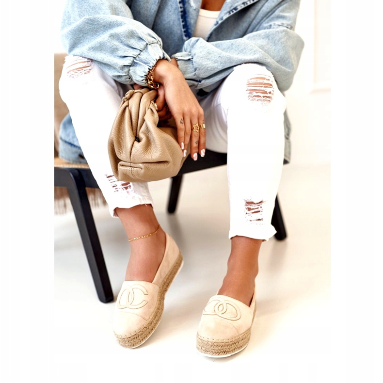 PS1 Espadrile pentru femei pe platformă de paie Bej Febi 5