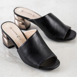 Goodin Papuci cu toc decorativ negru 1 Goodin Papuci cu toc decorativ negru 1