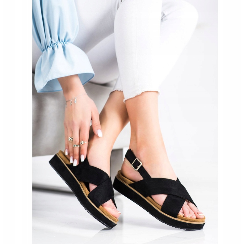 Goodin Sandale negre pe platformă negru 1