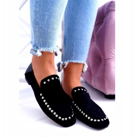 Balerini de damă Black Boobs Lu Boo pentru femei cu pietre de stras negru argint 1