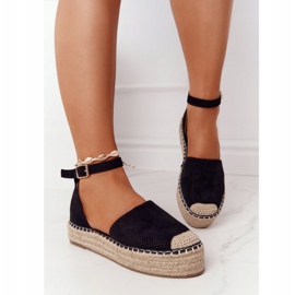 MSMG Espadrile pe platforma de paie negru Bali 2