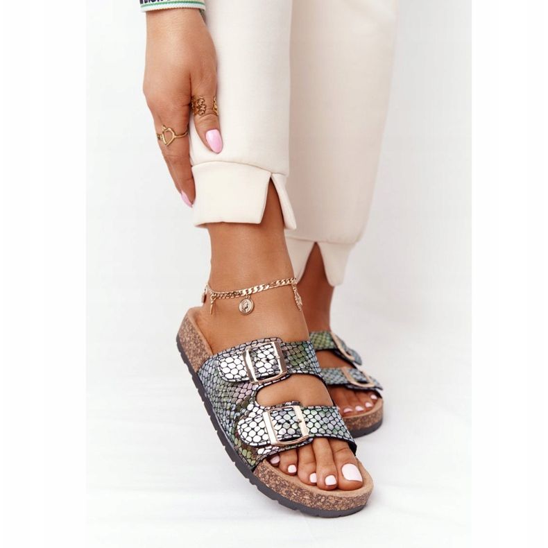 MSMG Sandale Boa negre pe talpa de plută negru multicolor 2