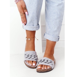 MSMG Papuci gri din piele de căprioară Makayla pe talpă de plută 2