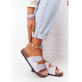 MSMG Papuci din piele intoarsa Jennifer Grey pe talpa de pluta gri 2