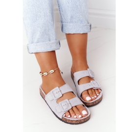 MSMG Papuci din piele intoarsa Jennifer Grey pe talpa de pluta gri 1