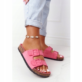 MSMG Papuci din piele de căprioară Jennifer Pink pe talpă de plută roz 1