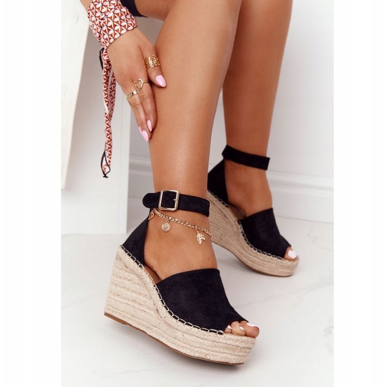 MSMG Sandale neagră Makenna cu panglică negru 1