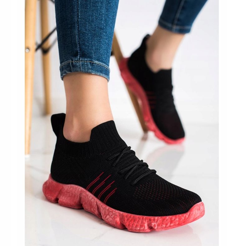 SHELOVET Adidași ajurati pe platformă negru 2