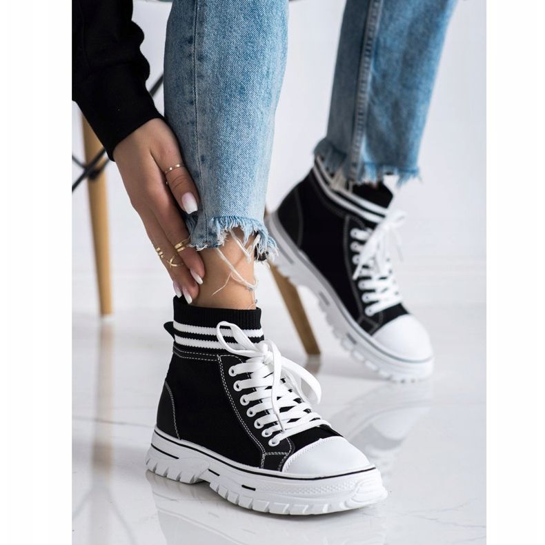 SHELOVET Adidași adezivi la modă negru 1