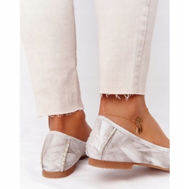 Balerini din piele pentru femei Maciejka 01358-44 Bej murdar 1