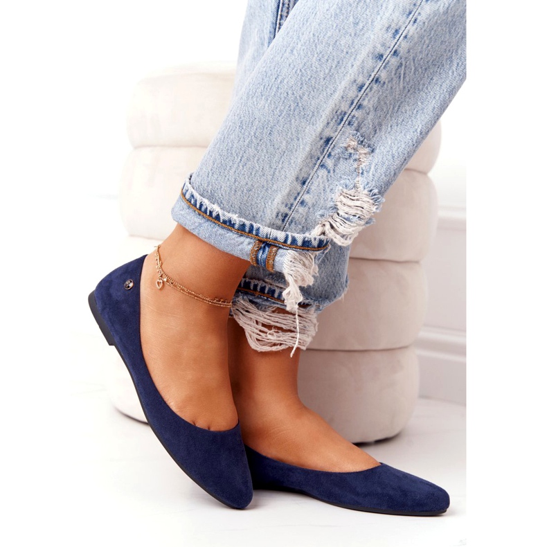 Balerini din piele întoarsă Sergio Leone BL622 Albastru marin 2