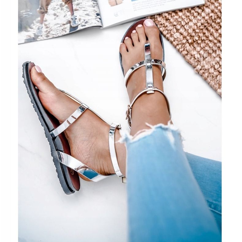 Sandale cu oglindă argintie Lu Boo Lento roman japonez 3
