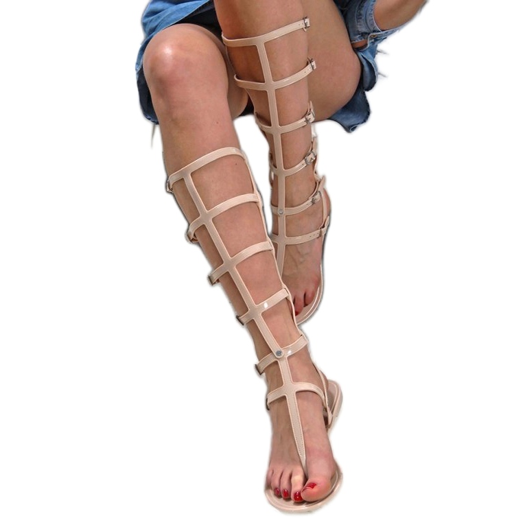 Lu Boo Sandale bej Înalte romani Harona japoneză 1