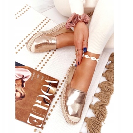 Espadrile din piele pe talpă împletită Big Star HH274503 Auriu de aur 3