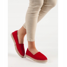 Small Swan Espadrile roșii din piele de căprioară roșu 2