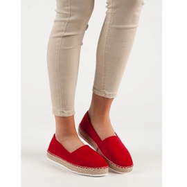 Small Swan Espadrile roșii din piele de căprioară roșu 1