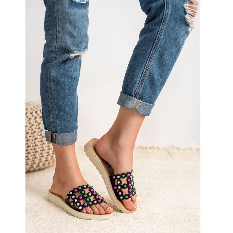 SHELOVET Papuci Casual pentru femei negru multicolor 1