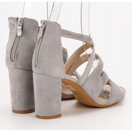 Evento Sandale din piele de căprioară pe o bară gri 2 Evento Sandale din piele de căprioară pe o bară gri 2