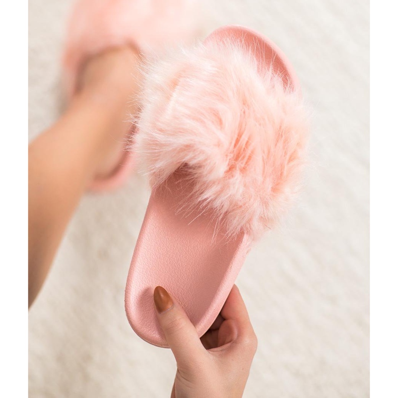 SHELOVET Papuci din cauciuc cu blană roz 2