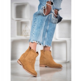 Bella Paris Cizme de cowboy din piele de căprioară maro 1