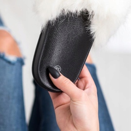 SHELOVET Papuci confortabili din blană alb 2