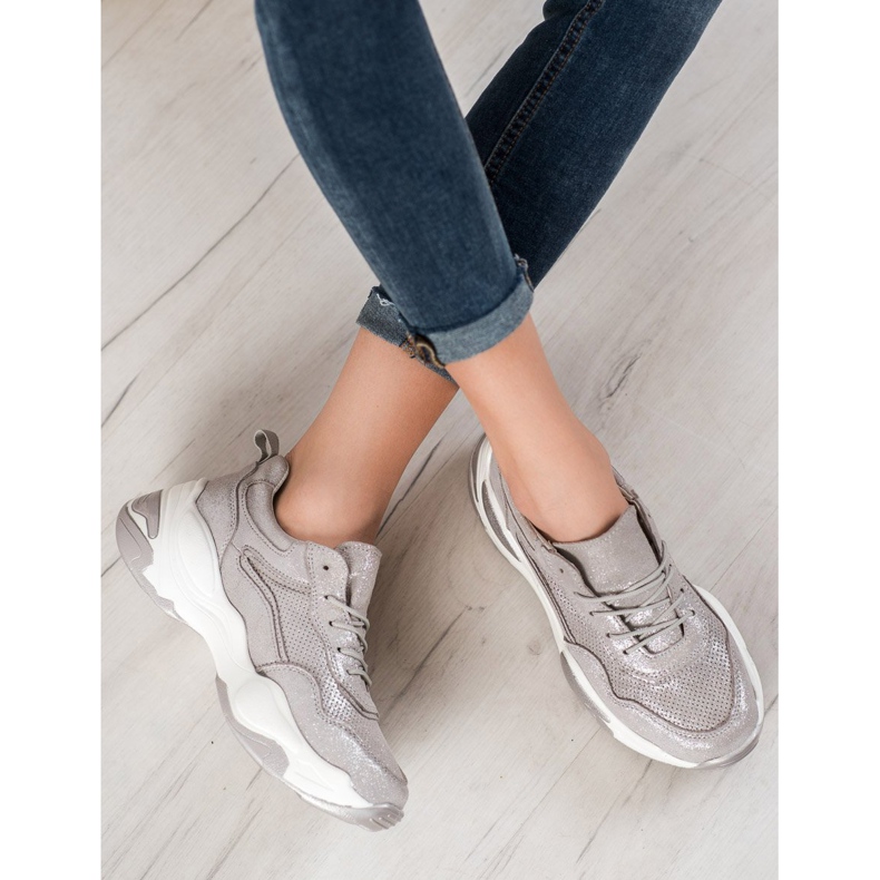 Goodin Adidași din piele argint gri 1