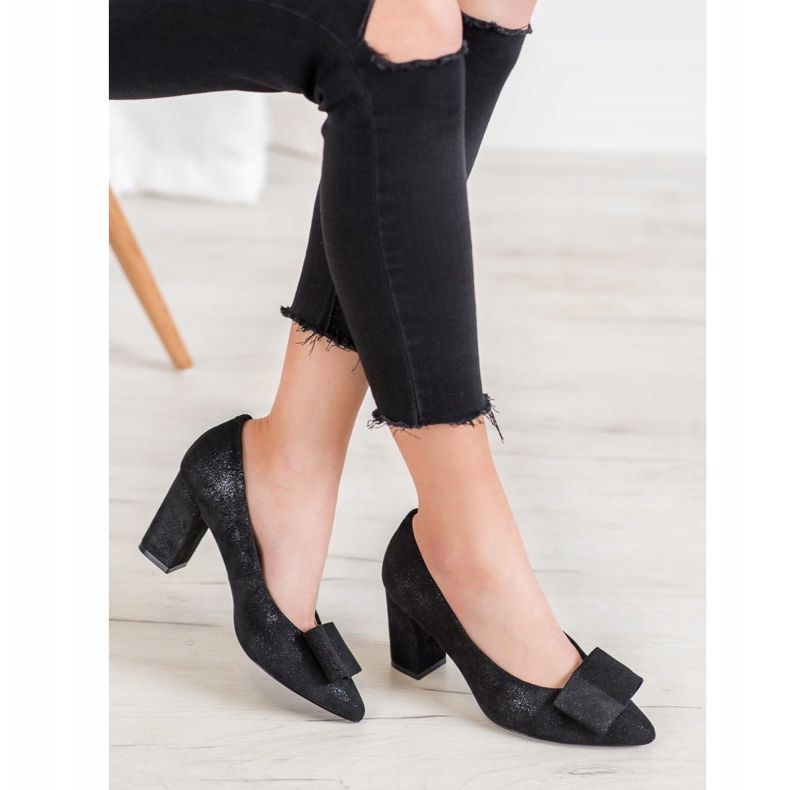 W. Potocki Pompe Glitter Cu Arc negru 1