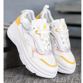 SHELOVET Adidași albi la modă galben 1