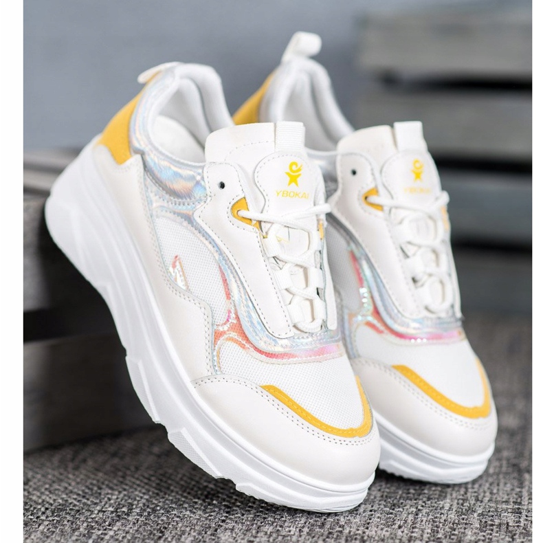 SHELOVET Adidași albi la modă galben 1