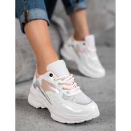 SHELOVET Adidași eleganți din piele ecologică alb multicolor 2 SHELOVET Adidași eleganți din piele ecologică alb multicolor 2