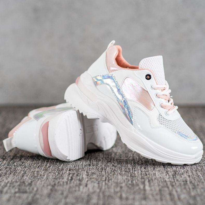 SHELOVET Adidași eleganți din piele ecologică alb multicolor 1