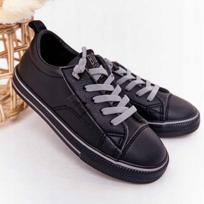 Adidași copii din piele ecologică Big Star HH374038 negri negru 2
