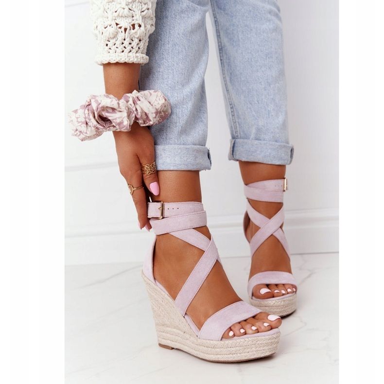 MSMG Sandale Wedge cu Lanzarote Violet împletit 2