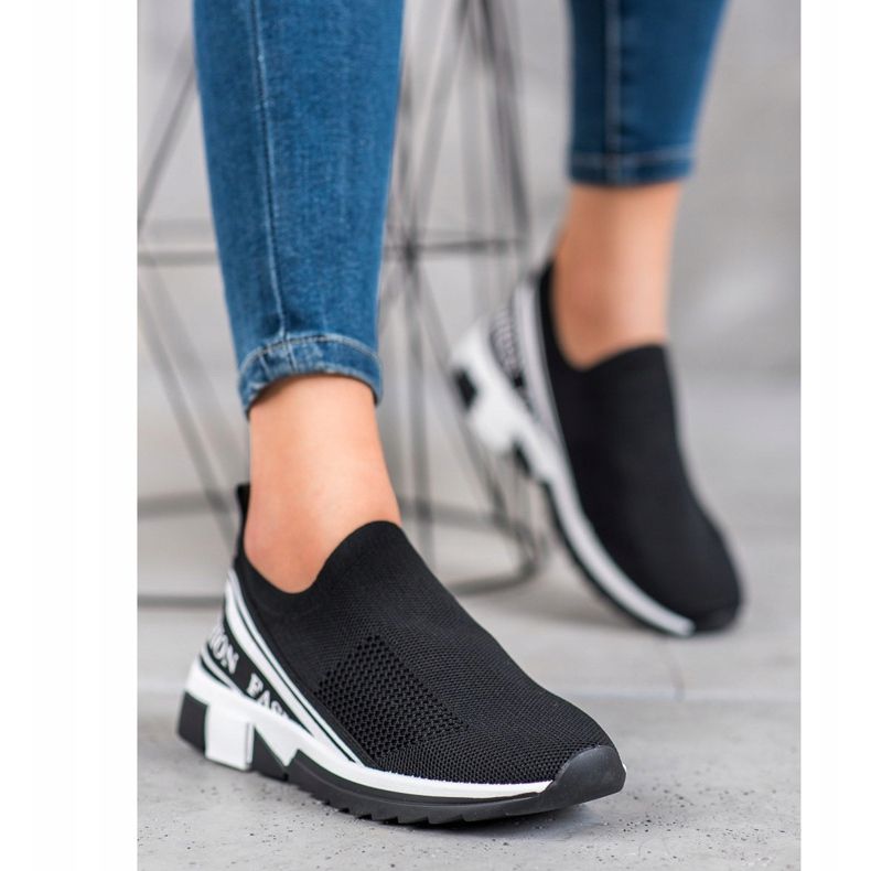 SHELOVET Moda ajurată Slipony alb negru 2