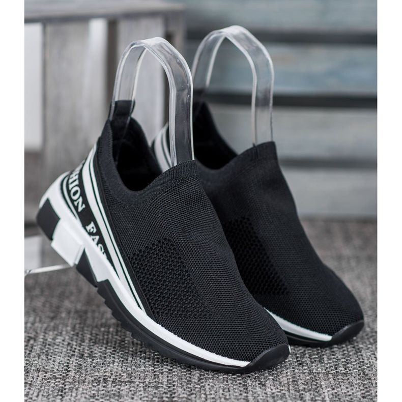 SHELOVET Moda ajurată Slipony alb negru 1