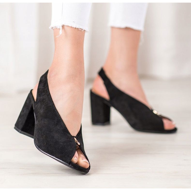 Pantofi eleganți pe un post VINCEZA negru 2